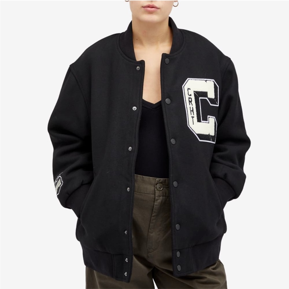 Carhartt WIP Black Varsity Jacket with White Lettering